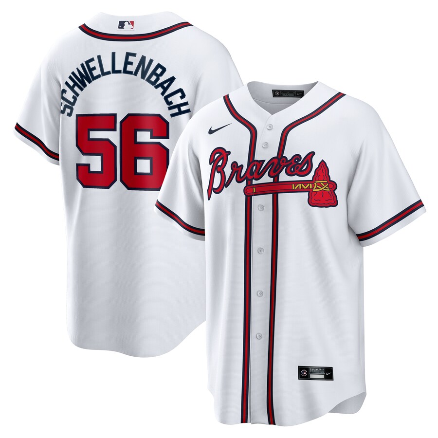 Men's Atlanta Braves Spencer Schwellenbach Nike White Home Replica Jersey - Jersey