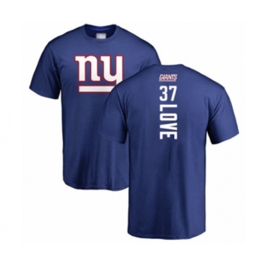Football New York Giants #37 Julian Love Royal Blue Backer T-Shirt - Jersey