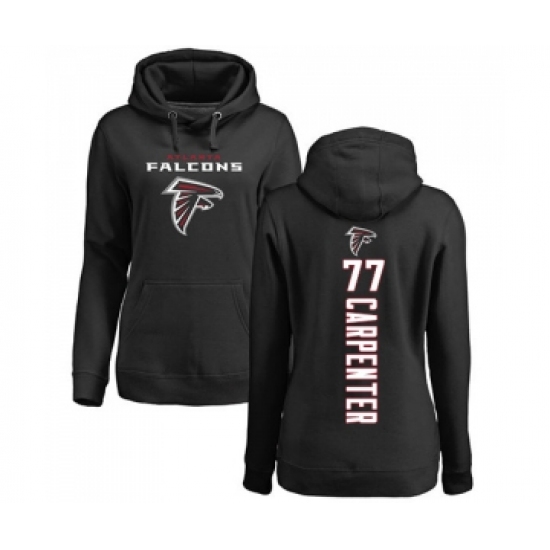 Football Women's Atlanta Falcons #77 James Carpenter Black Backer Pullover Hoodie - Jersey