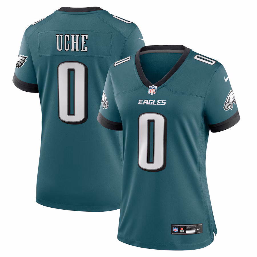 Women's Philadelphia Eagles Josh Uche Nike Midnight Green Team Game Jersey - Jersey