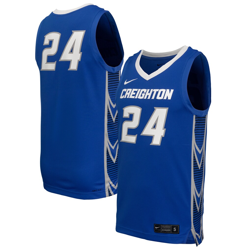 Men's Nike #24 Royal Creighton Bluejays Replica Basketball Jersey - Jersey