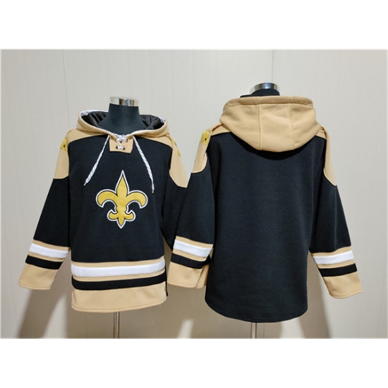 Men's New Orleans Saints Blank Black Ageless Must-Have Lace-Up Pullover Hoodie - Jersey