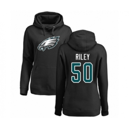 Women's Philadelphia Eagles #50 Duke Riley Black Name & Number Logo Pullover Hoodie - Jersey