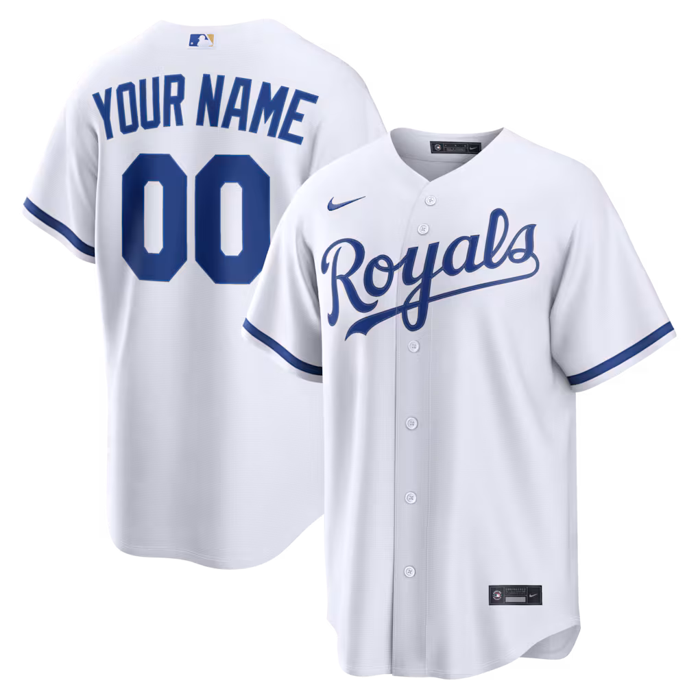 Men's Kansas City Royals Nike White Home Replica Custom Jersey - Jersey