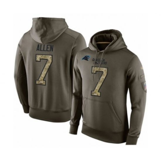 Football Carolina Panthers #7 Kyle Allen Green Salute To Service Men's Pullover Hoodie - Jersey
