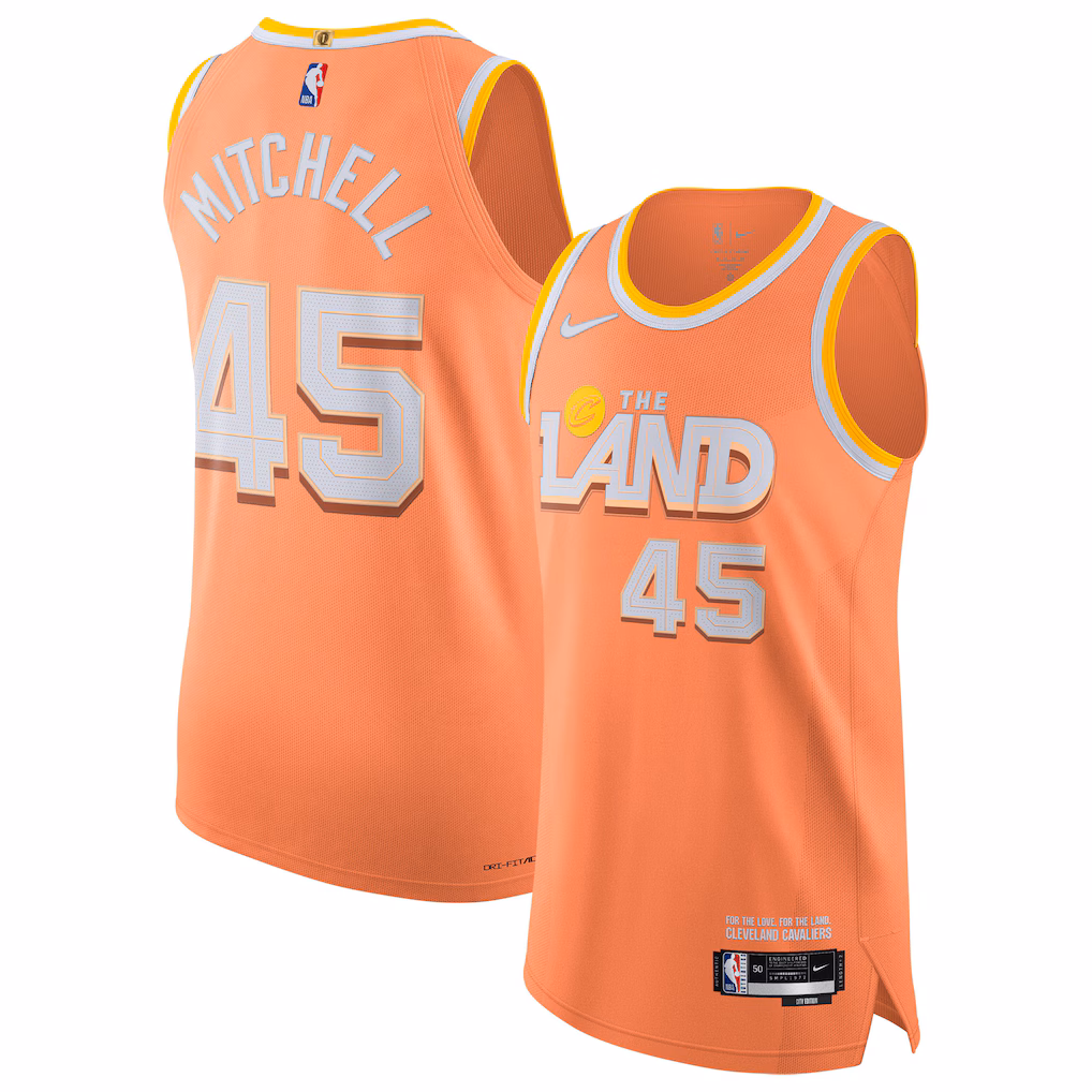 Unisex Cleveland Cavaliers Donovan Mitchell Nike Orange 2025/26 Authentic Jersey - City Edition - Jersey