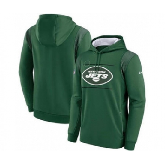 Men's New York Jets 2021 Green Sideline Logo Performance Pullover Hoodie - Jersey
