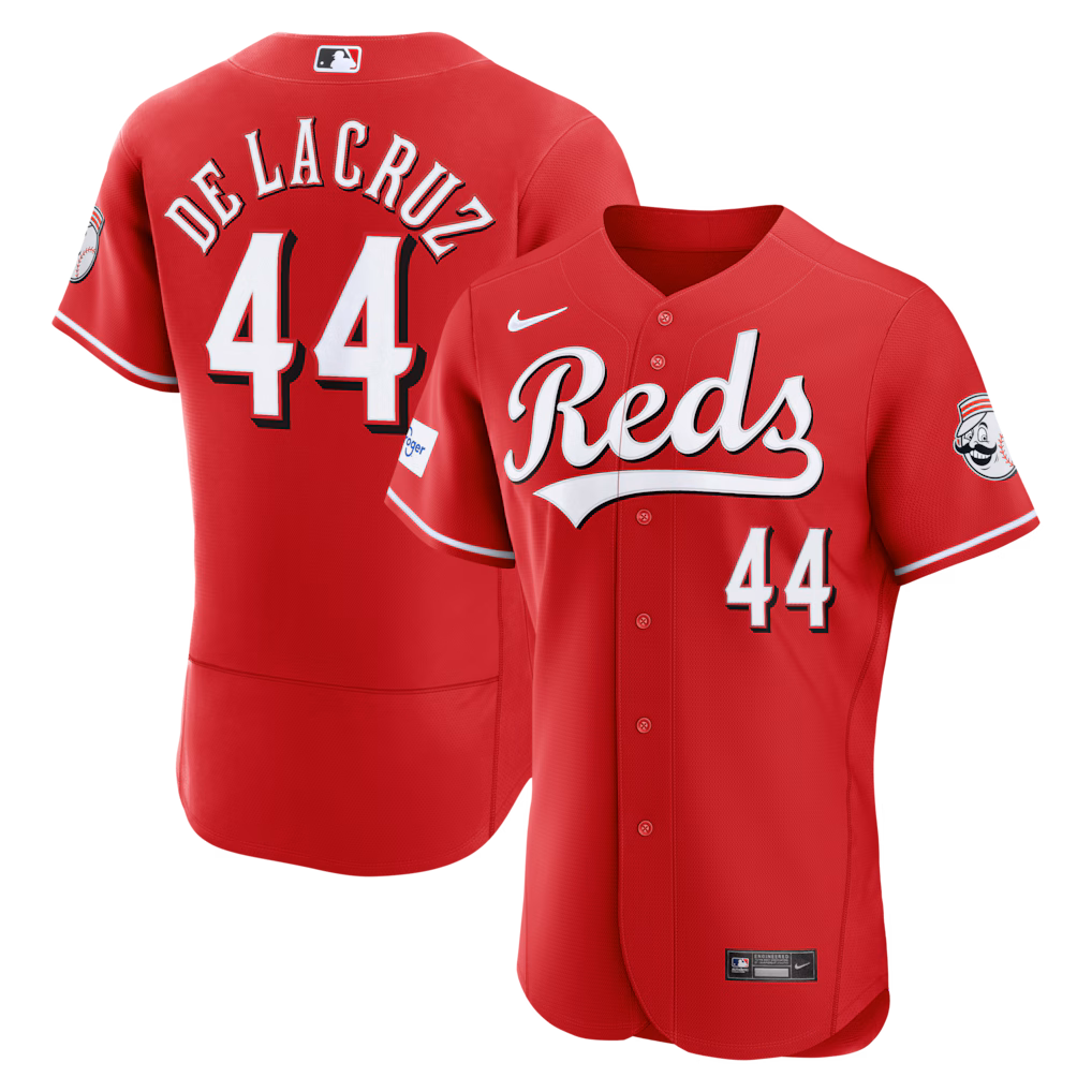 Men's Cincinnati Reds Elly De La Cruz Nike Red Alternate Authentic Sponsor Patch Jersey - Jersey
