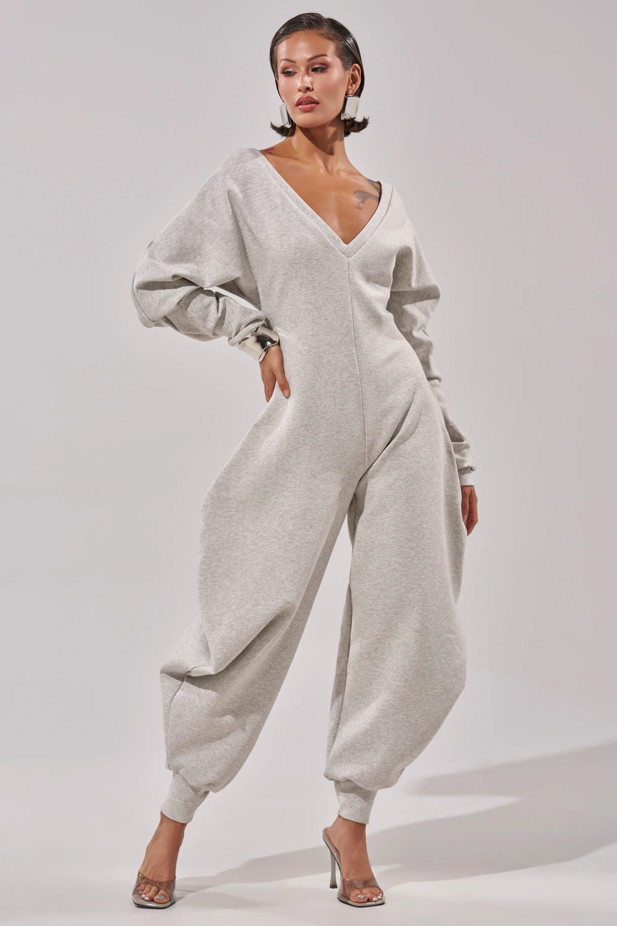 COMFY COZY JUMPSUIT IN HEATHER GREY - Akira Wear