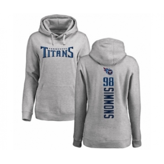 Football Women's Tennessee Titans #98 Jeffery Simmons Ash Backer Pullover Hoodie - Jersey