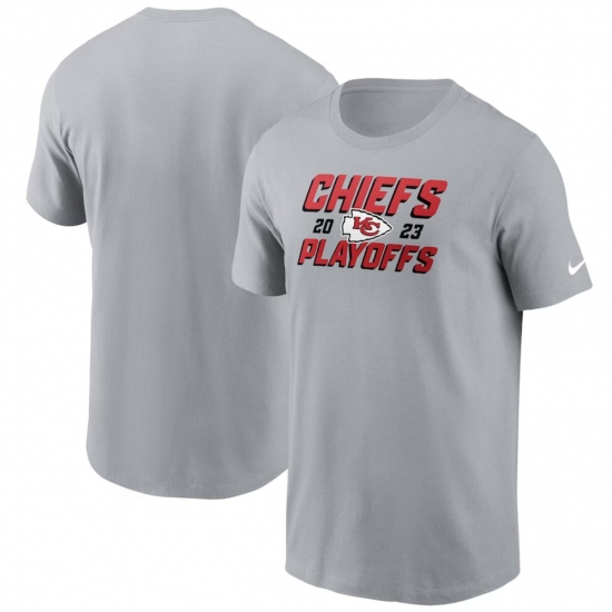 Men's Kansas City Chiefs Gray 2023 Playoffs Iconic T-Shirt - Jersey