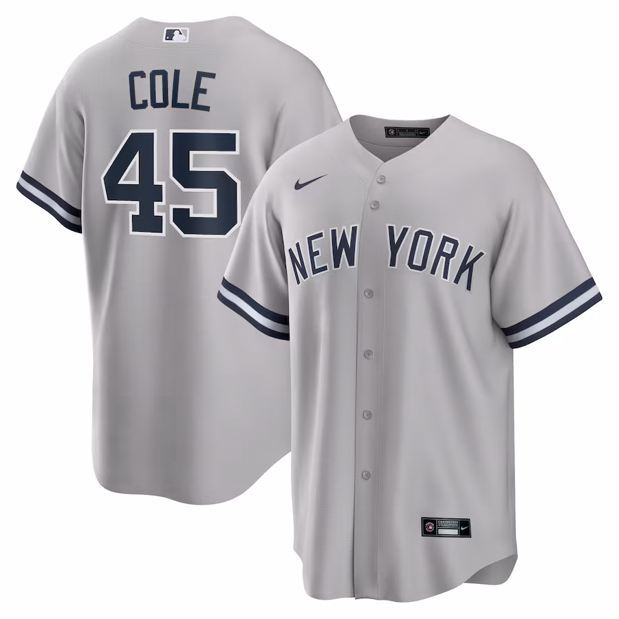 Men's New York Yankees Gerrit Cole Nike Gray Road Replica Player Name Jersey - Jersey