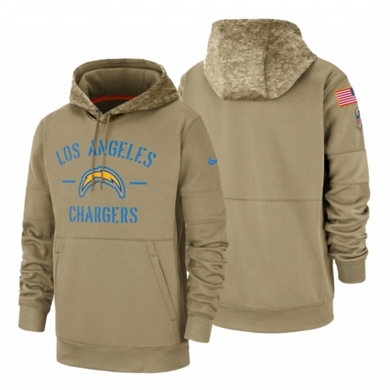 Men's Los Angeles Chargers 2019 Salute to Service Tan Sideline Therma Pullover Hoodie - Jersey