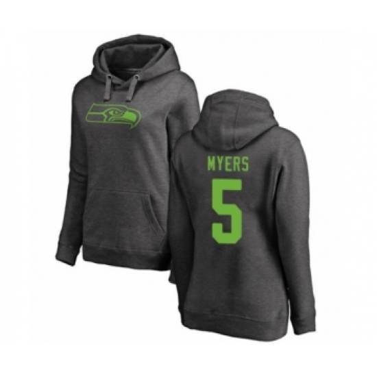 Football Women's Seattle Seahawks #5 Jason Myers Ash One Color Pullover Hoodie - Jersey