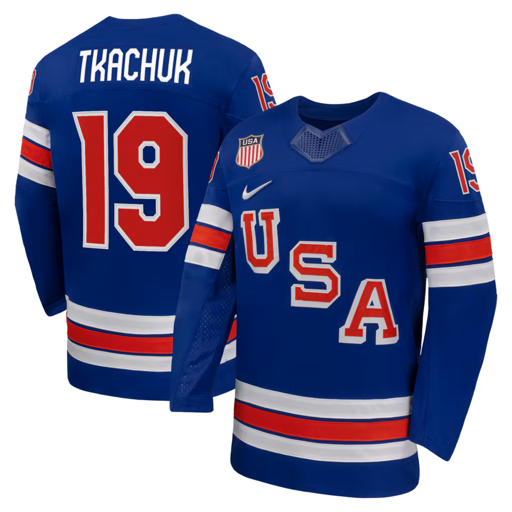 Men's Matthew Tkachuk Nike Royal US Hockey 2026 Home Replica Jersey - Jersey