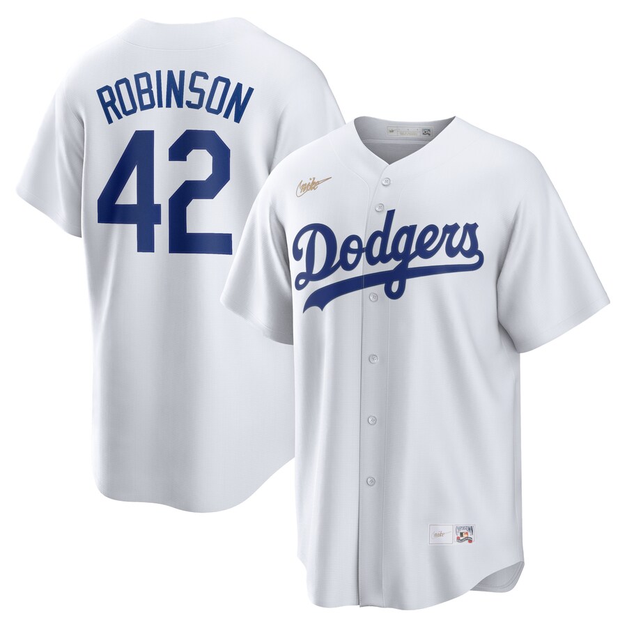 Men's Brooklyn Dodgers Jackie Robinson Nike White Home Cooperstown Collection Player Jersey - Jersey