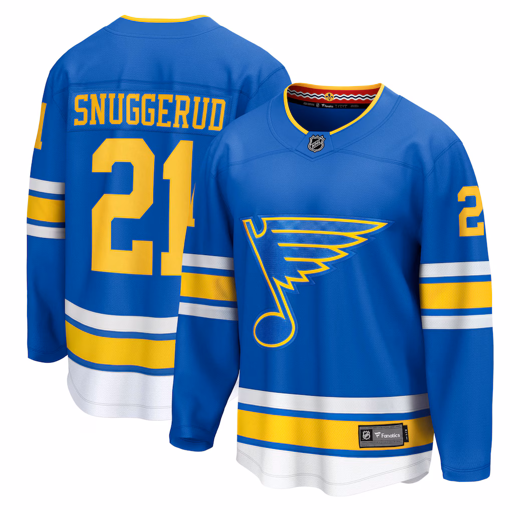 Men's St. Louis Blues Jimmy Snuggerud Fanatics Blue Home Breakaway Jersey - Jersey