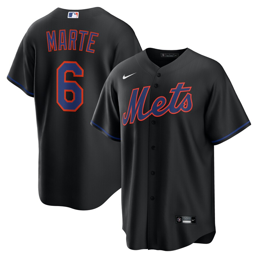 Men's New York Mets Starling Marte Nike Black Alternate Replica Jersey - Jersey
