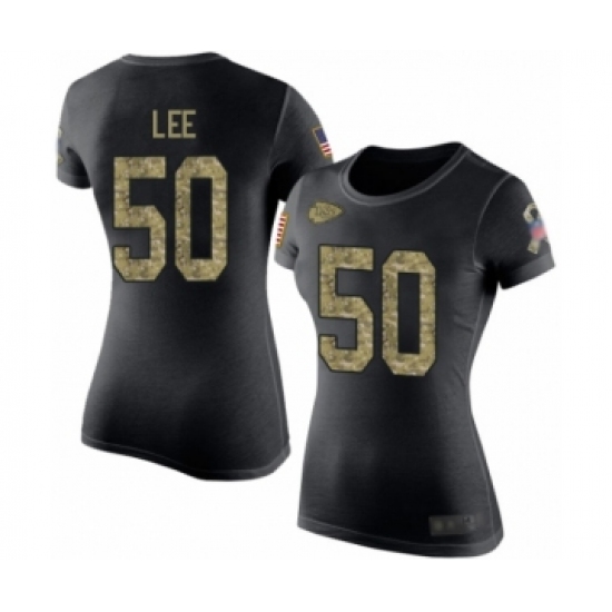 Football Women's Kansas City Chiefs #50 Darron Lee Black Camo Salute to Service T-Shirt - Jersey
