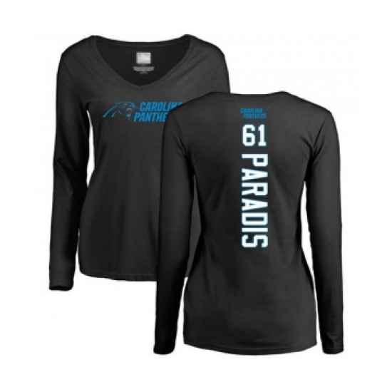 Football Women's Carolina Panthers #61 Matt Paradis Black Backer Slim Fit Long Sleeve T-Shirt - Jersey