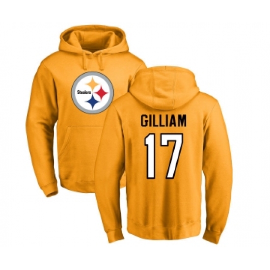 Football Pittsburgh Steelers #17 Joe Gilliam Gold Name & Number Logo Pullover Hoodie - Jersey