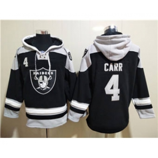 Men's Las Vegas Raiders #4 Derek Carr Ageless Must-Have Lace-Up Pullover Football Hoodie - Jersey
