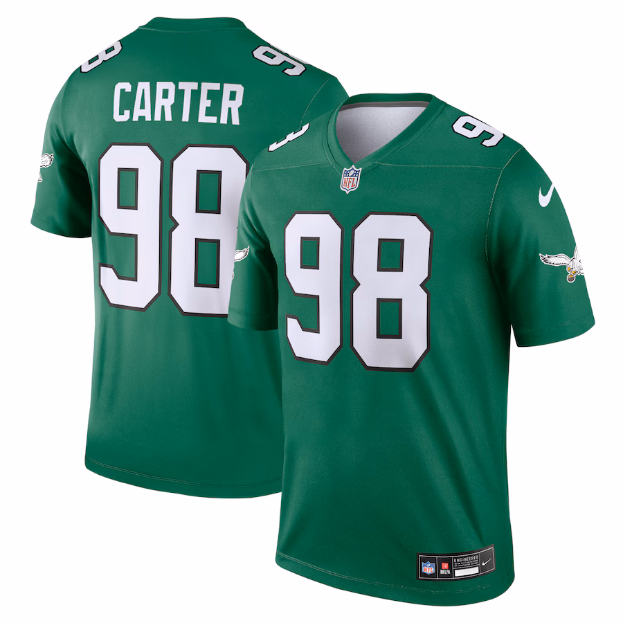 Men's Philadelphia Eagles Jalen Carter Nike Kelly Green Legend Player Performance Top - Jersey