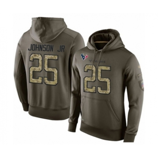 Football Men's Houston Texans #25 Duke Johnson Jr Green Salute To Service Pullover Hoodie - Jersey