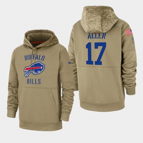 Men's Buffalo Bills #17 Josh Allen 2019 Salute to Service Sideline Therma Pullover Hoodie - Tan - Jersey