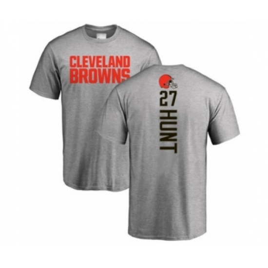 Football Cleveland Browns #27 Kareem Hunt Ash Backer T-Shirt - Jersey