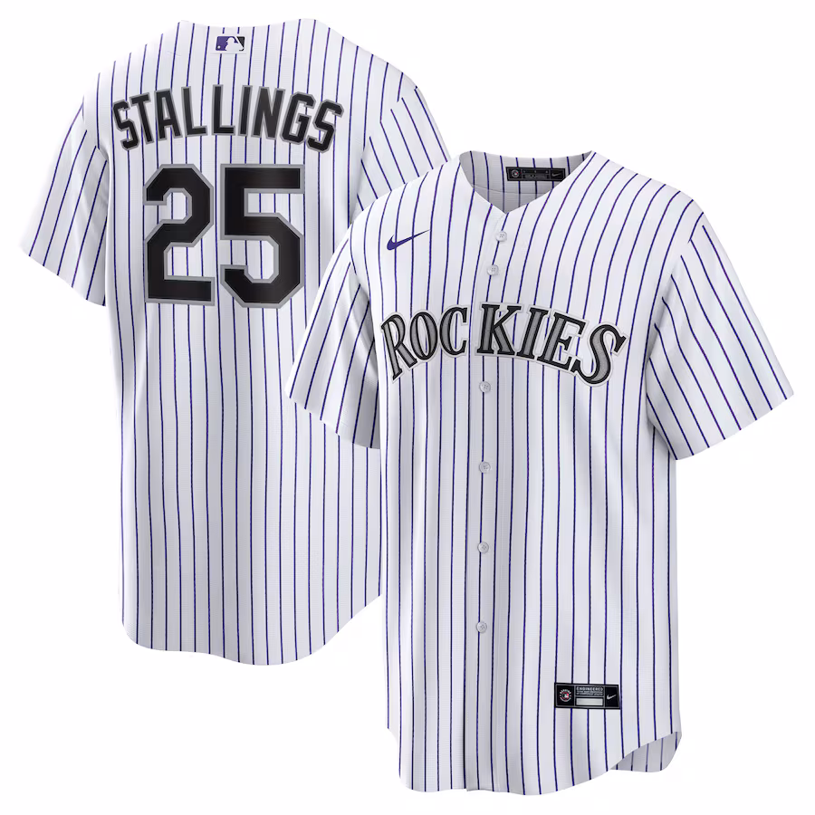 Men's Colorado Rockies Jacob Stallings Nike White Home Replica Jersey - Jersey