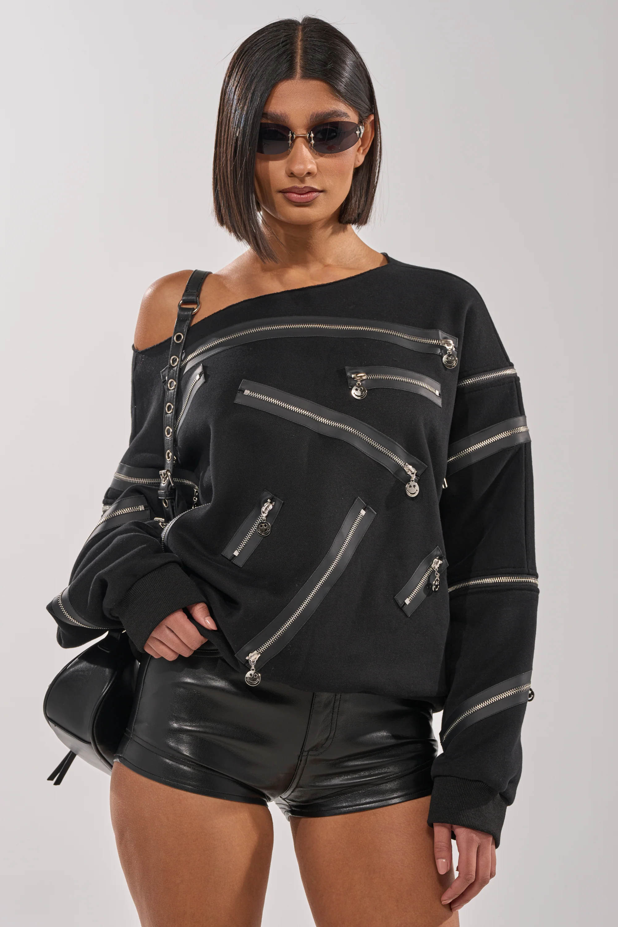 UN-ZIP ME OFF THE SHOULDER SWEATSHIRT - Akira Wear