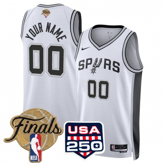 Men's San Antonio Spurs Active Player Custom White 2026 Finals Patch Association Edition Stitched Basketball Jersey - Jersey