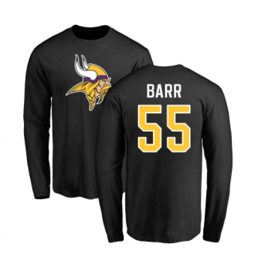 Football Minnesota Vikings #55 Anthony Barr Black Name & Number Logo Long Sleeve T-Shirt - Jersey