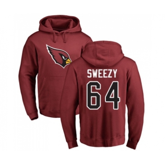 Football Arizona Cardinals #64 J.R. Sweezy Maroon Name & Number Logo Pullover Hoodie - Jersey