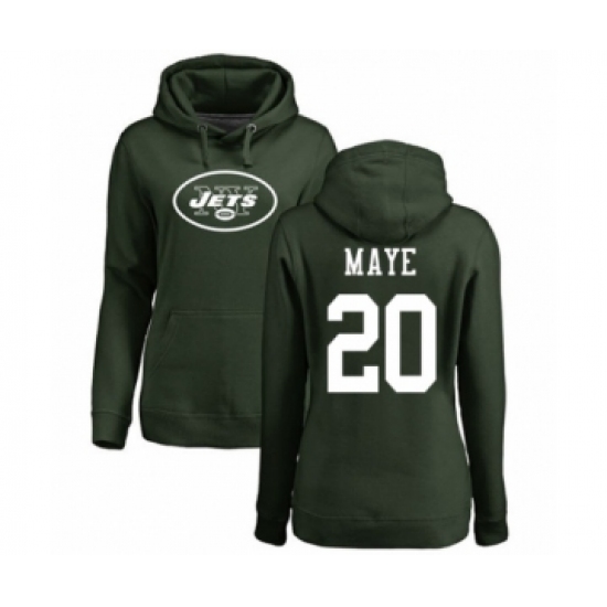Football Women's New York Jets #20 Marcus Maye Green Name & Number Logo Pullover Hoodie - Jersey