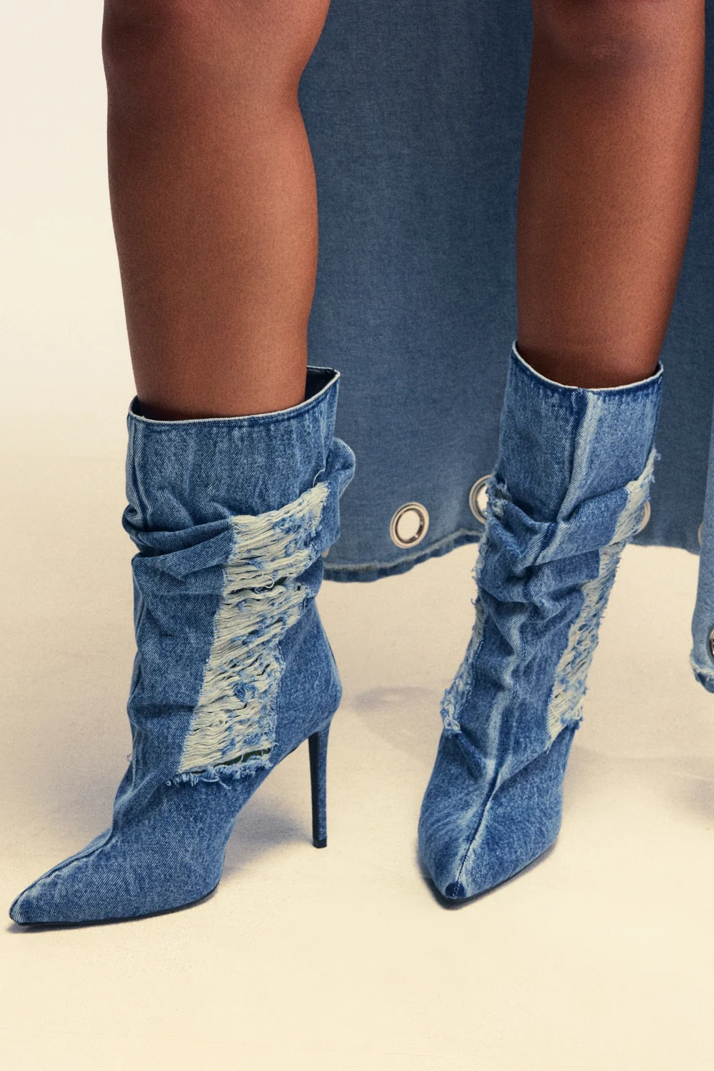 AZALEA WANG NAELIA DENIM STILETTO BOOTIE - Akira Wear
