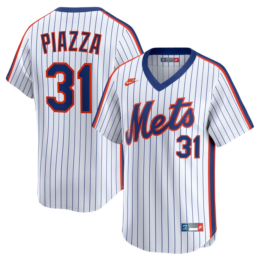 Men's New York Mets Mike Piazza Nike White Throwback Cooperstown Collection Limited Jersey - Jersey
