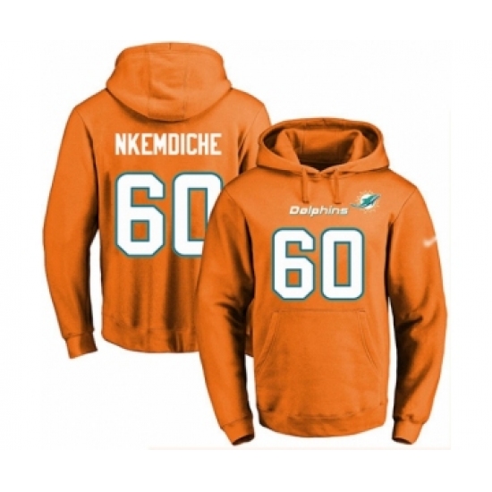 Football Men's Miami Dolphins #60 Robert Nkemdiche Orange Name & Number Pullover Hoodie - Jersey