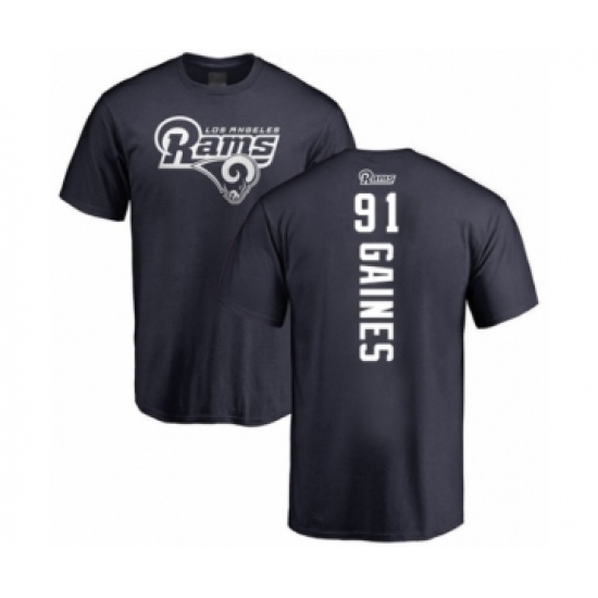 Football Los Angeles Rams #91 Greg Gaines Navy Blue Backer T-Shirt - Jersey