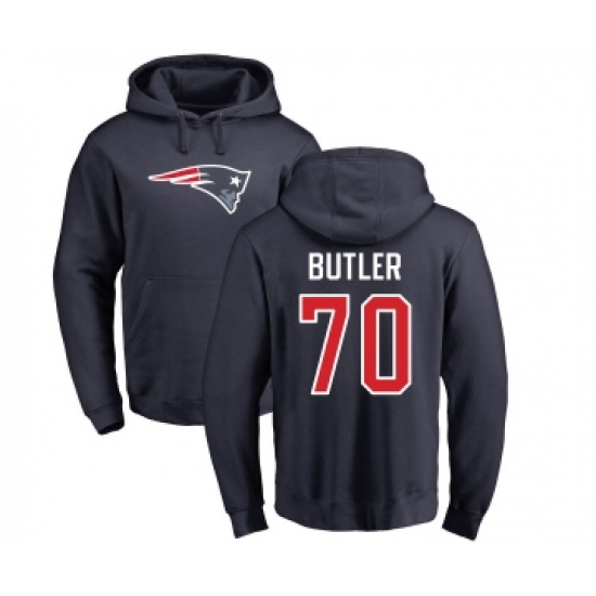 Football New England Patriots #70 Adam Butler Navy Blue Name & Number Logo Pullover Hoodie - Jersey