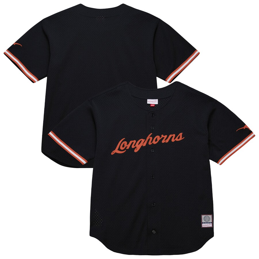 Men's Mitchell & Ness Black Texas Longhorns On The Clock Full-Button Fashion Jersey - Jersey