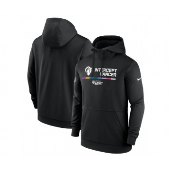 Men's Los Angeles Rams Black 2022 Crucial Catch Therma Performance Pullover Hoodie - Jersey