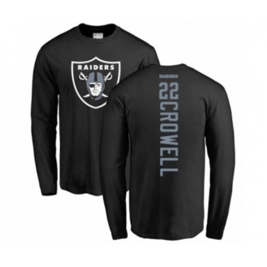 Football Oakland Raiders #22 Isaiah Crowell Black Backer Long Sleeve T-Shirt - Jersey