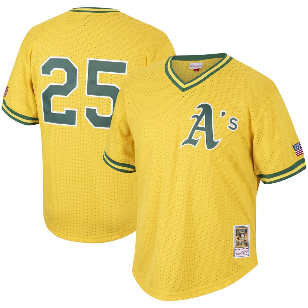 Men's Athletics Mark McGwire Mitchell & Ness Gold Authentic Batting Practice Jersey - Jersey