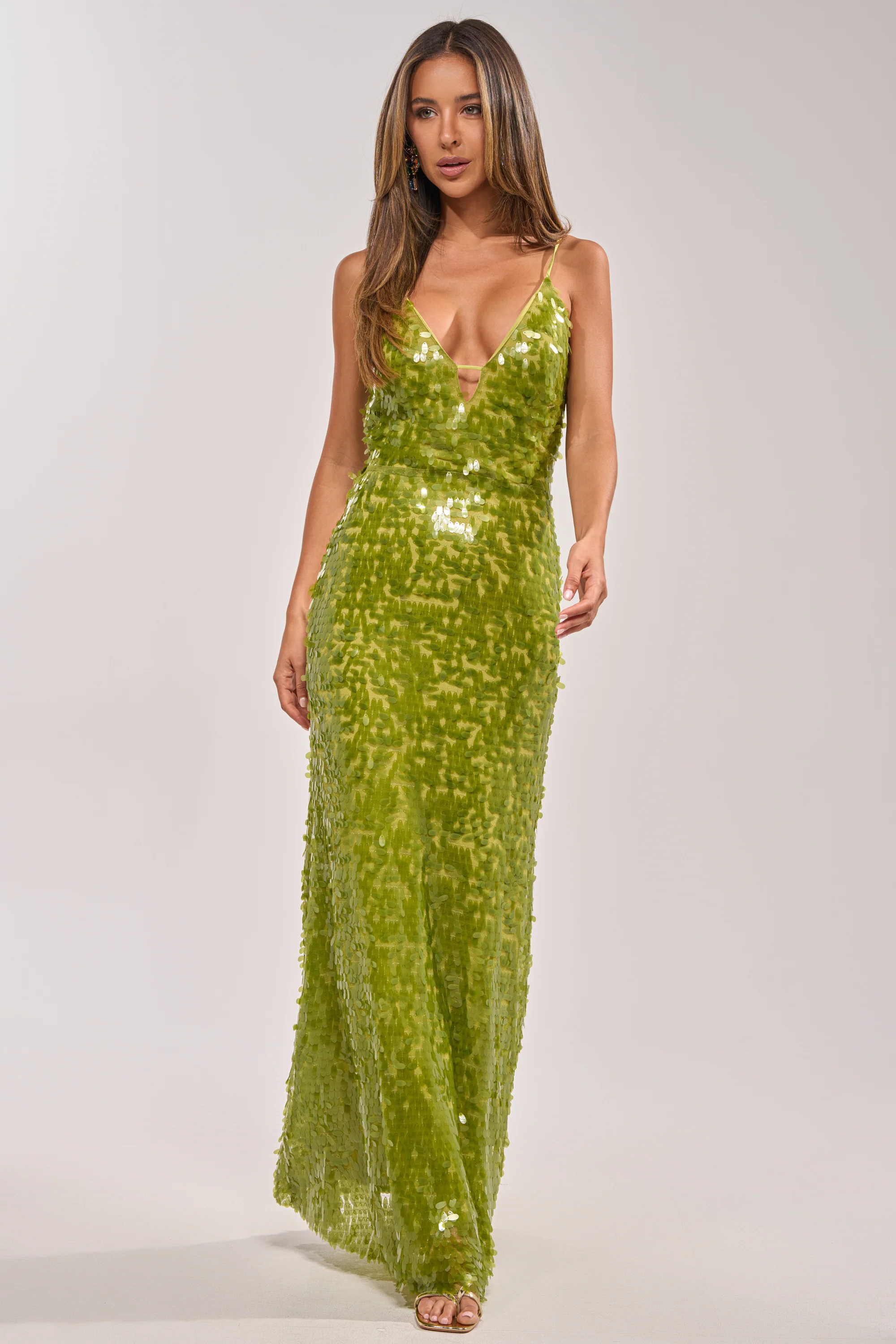 WILD CARD SEQUIN MAXI DRESS IN LIME - Akira Wear