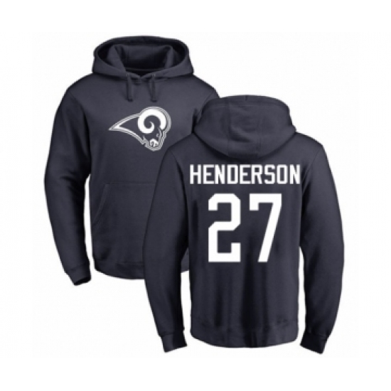 Football Los Angeles Rams #27 Darrell Henderson Navy Blue Name & Number Logo Pullover Hoodie - Jersey