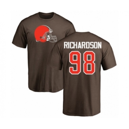 Football Cleveland Browns #98 Sheldon Richardson Brown Name & Number Logo T-Shirt - Jersey