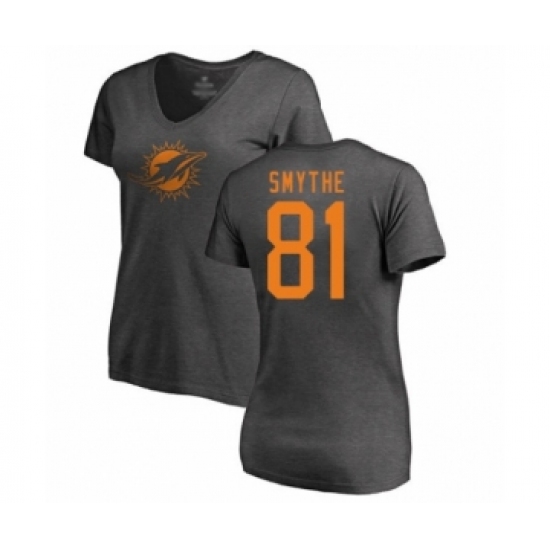 Football Women's Miami Dolphins #81 Durham Smythe Ash One Color T-Shirt - Jersey