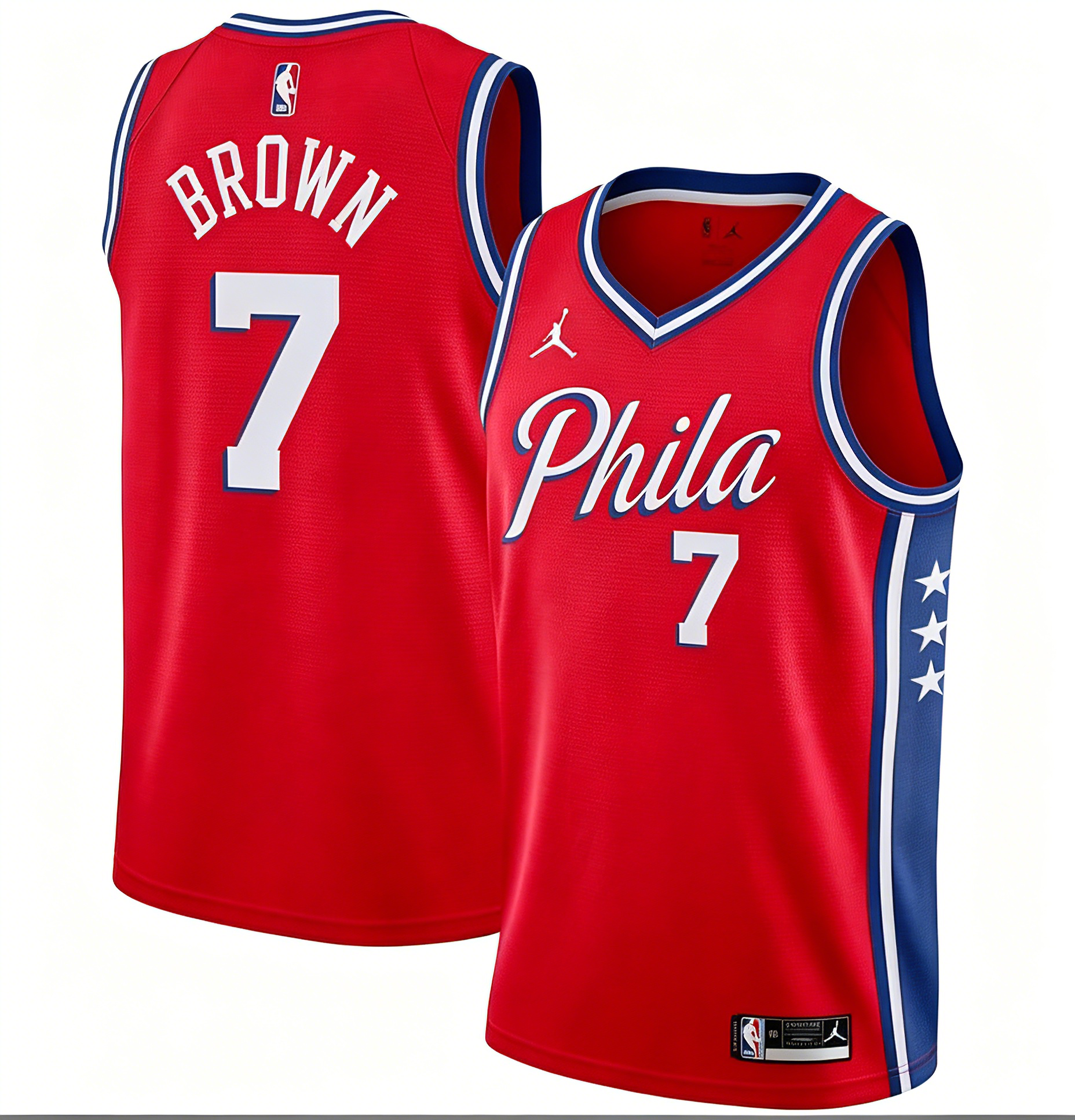 Men's Philadelphia 76ers Jaylen Brown Jordan Brand Red Swingman Jersey - Statement Edition - Jersey